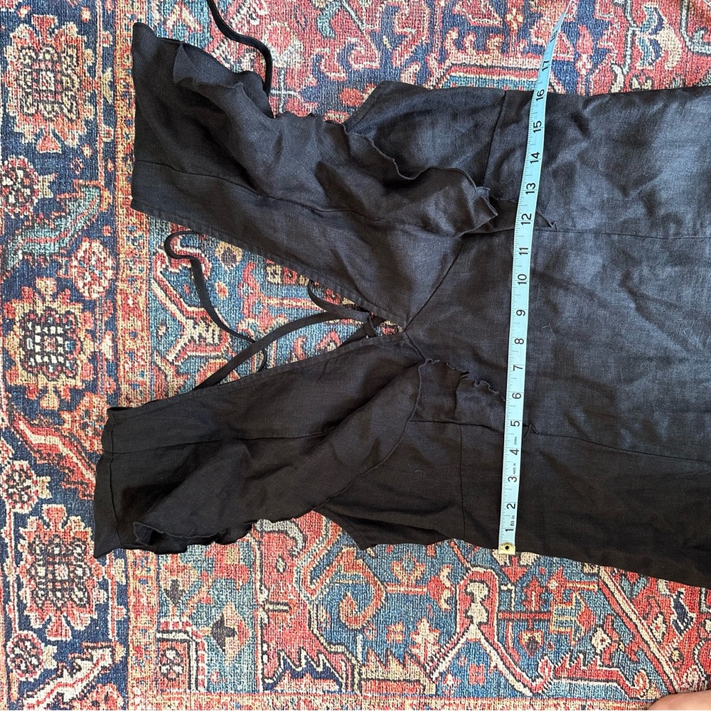 $268 NWT Rails Women's Black Constance Linen Flutter Sleeve Midi Dress Size L - Picture 4 of 8